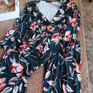 Eloquii Hunter Green Floral Jumpsuit